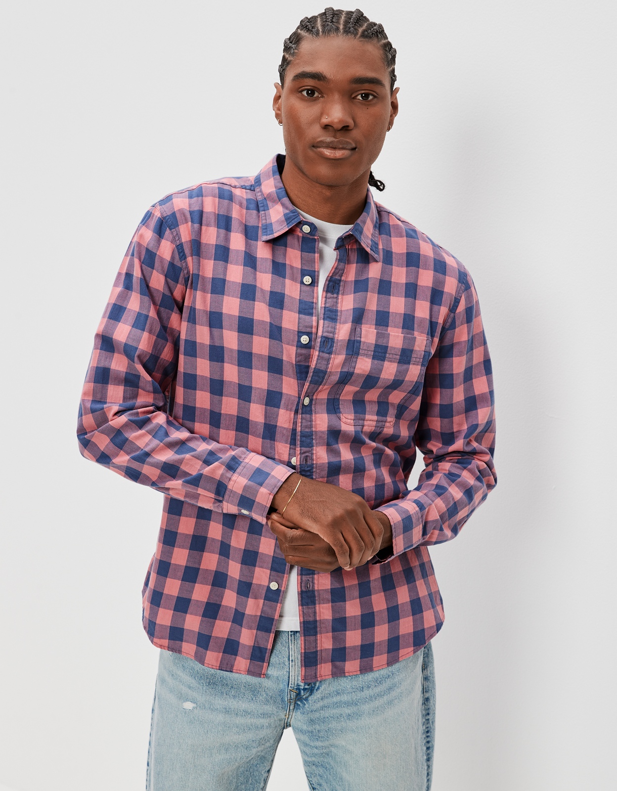 Shop AE Super Soft Everyday Plaid Button-Up Shirt online | American Eagle  Outfitters Bahrain