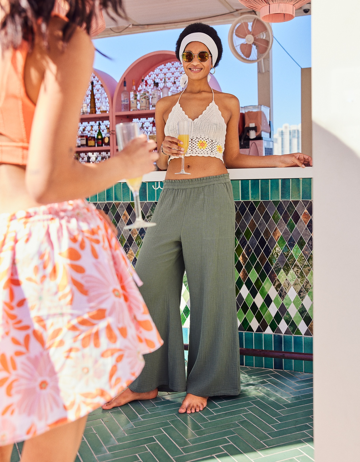 Shop Aerie High Waisted Wide Leg Pant online