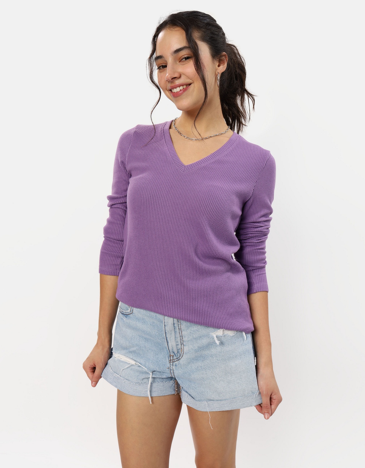 AE Plush Long Sleeve V Neck Tee