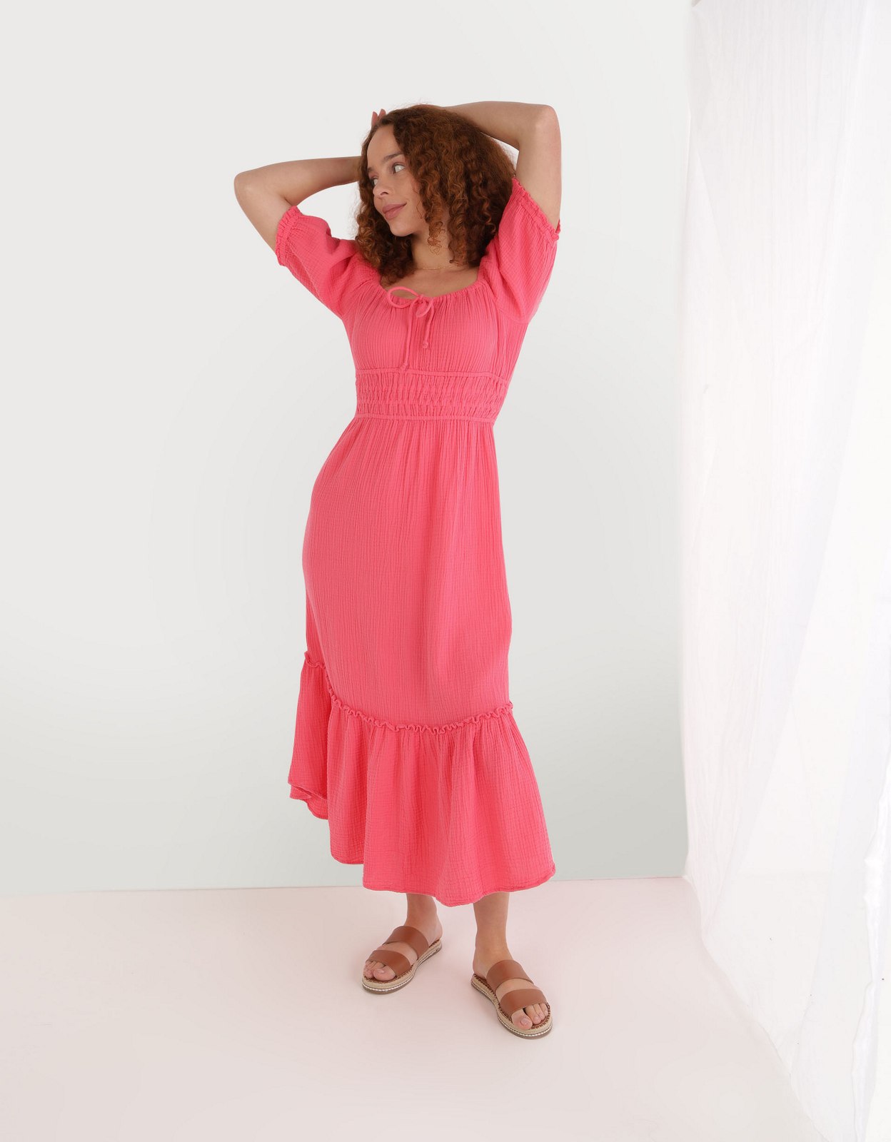 Aerie Pool To Party Smocked Waist Midi Dress