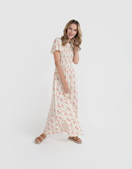 Shop Aerie Flutter Smocked Maxi Dress online
